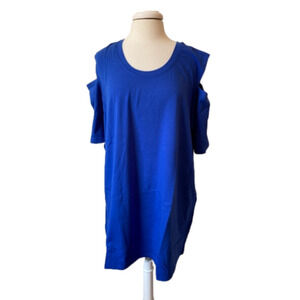 D&Co NWOT Short Sleeve Cold Shoulder Tunic Tshirt Women's 3XP Cobalt Coastal